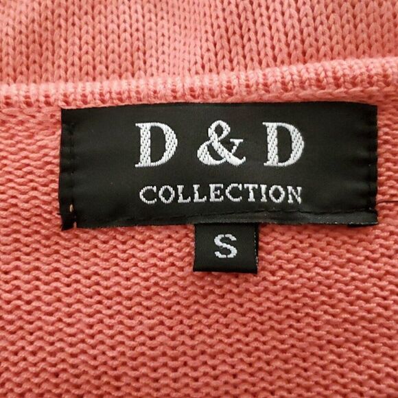 Open Knit Crochet Cardigan Sweater S One Button Front 3/4 Sleeves Coral Orange - Picture 3 of 5